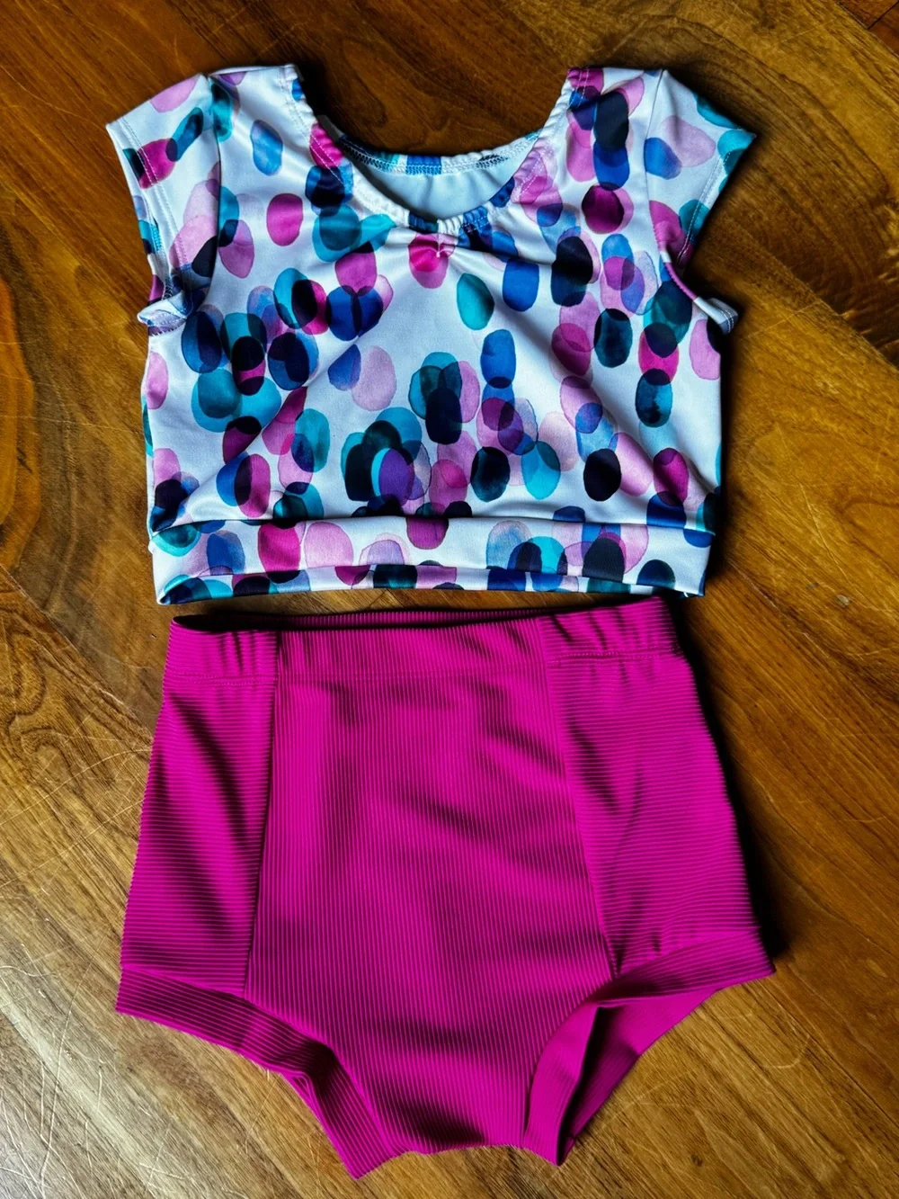 Girls’ coordinating Whitney Deal Danceware Set. Top size 7/8. Bottoms size 5/6